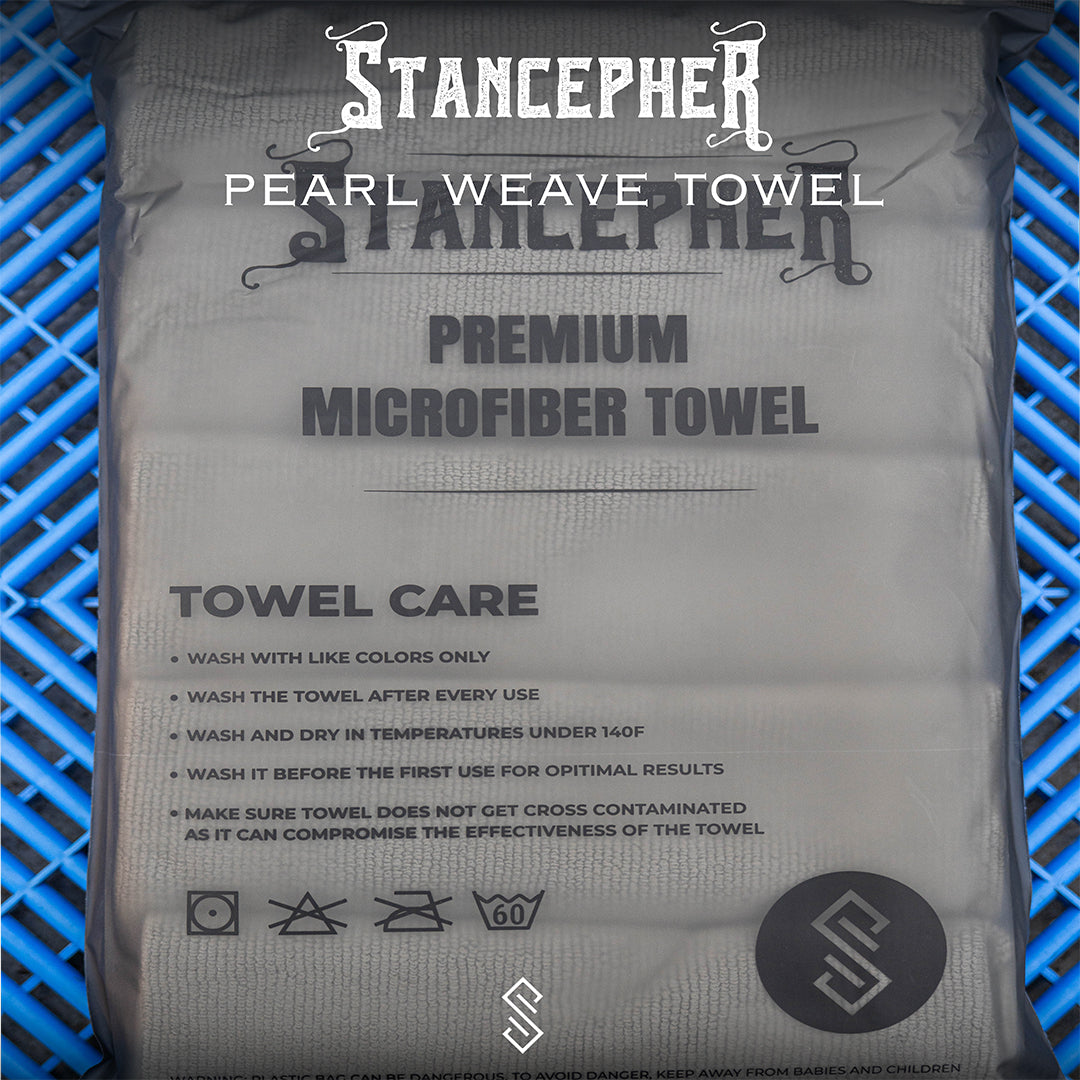 STANCEPHER Pearl Weave Detailing Towel - 5 Pack 16x16 Inch 420GSM Microfiber Towels for Ceramic Coating Buffing & Leveling