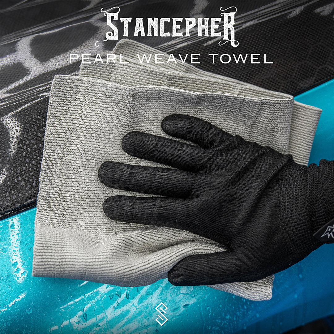 STANCEPHER Pearl Weave Detailing Towel - 5 Pack 16x16 Inch 420GSM Microfiber Towels for Ceramic Coating Buffing & Leveling