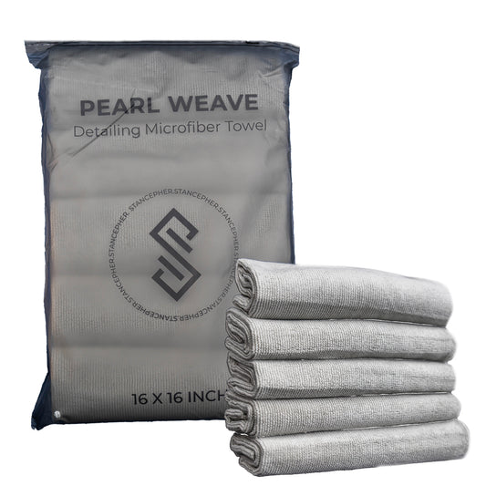 STANCEPHER Pearl Weave Detailing Towel - 5 Pack 16x16 Inch 420GSM Microfiber Towels for Ceramic Coating Buffing & Leveling