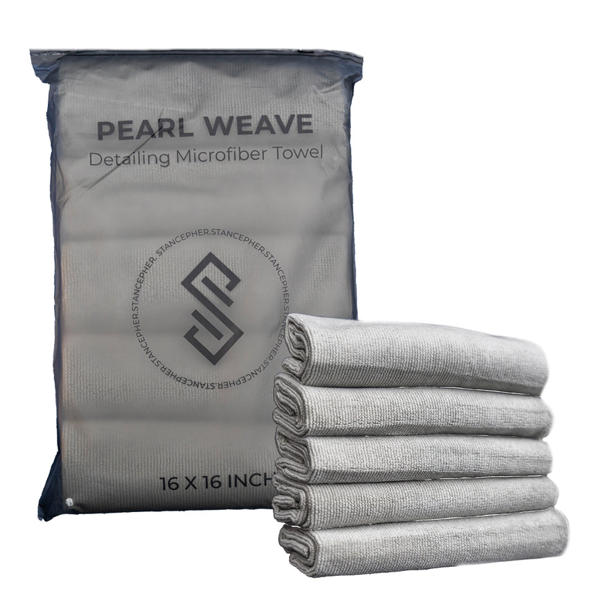 STANCEPHER Pearl Weave Detailing Towel - 5 Pack 16x16 Inch 420GSM Microfiber Towels for Ceramic Coating Buffing & Leveling