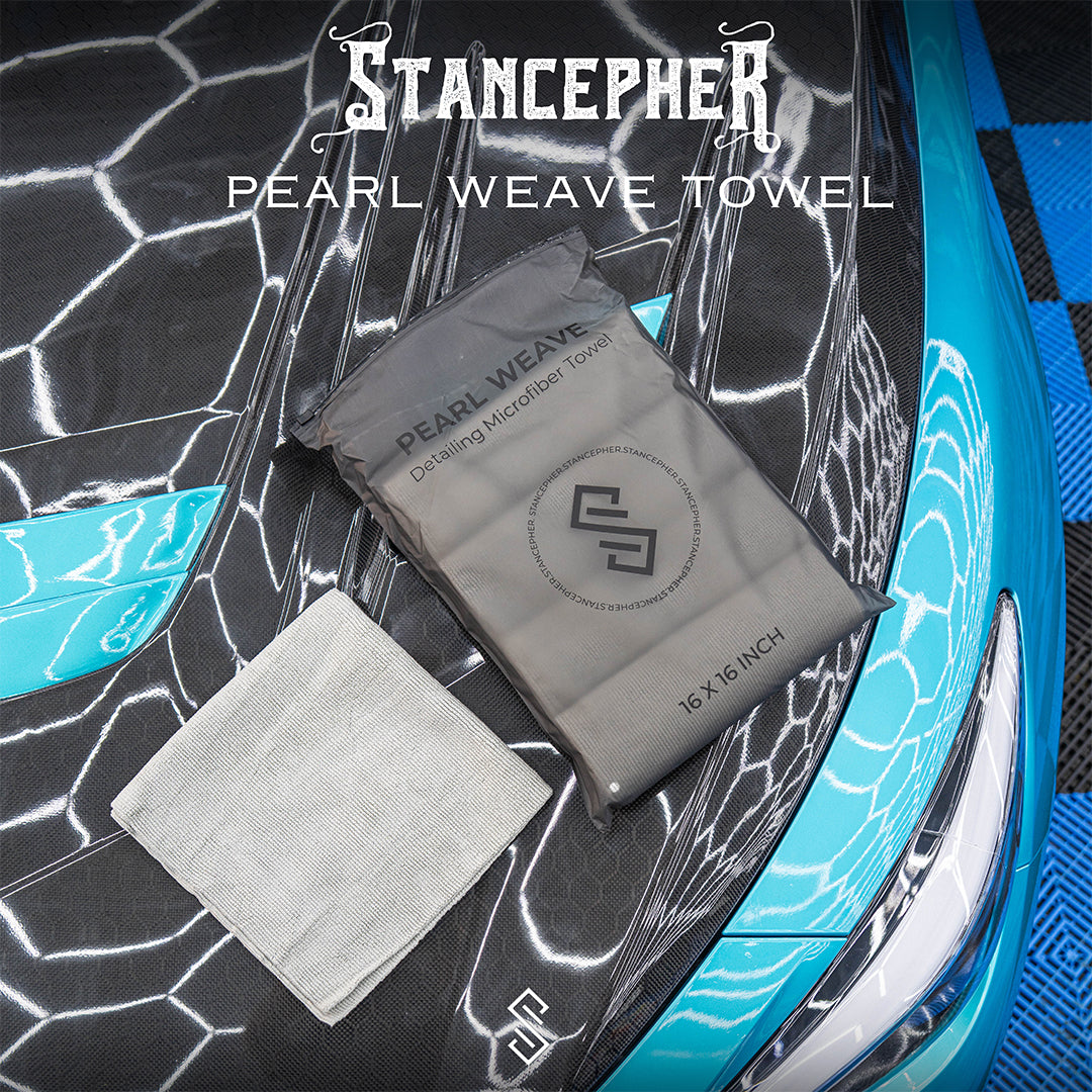 STANCEPHER Pearl Weave Detailing Towel - 5 Pack 16x16 Inch 420GSM Microfiber Towels for Ceramic Coating Buffing & Leveling