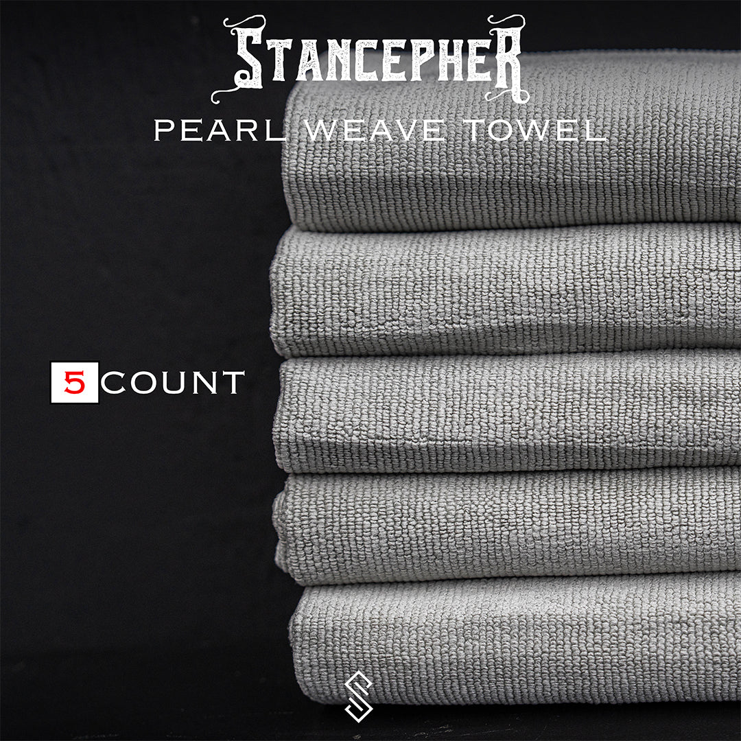 STANCEPHER Pearl Weave Detailing Towel - 5 Pack 16x16 Inch 420GSM Microfiber Towels for Ceramic Coating Buffing & Leveling